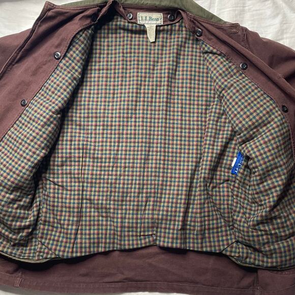 Vintage LL Bean Chore Jacket Mens Large Removable Liner Barn Coat Brown Canvas - Picture 4 of 9